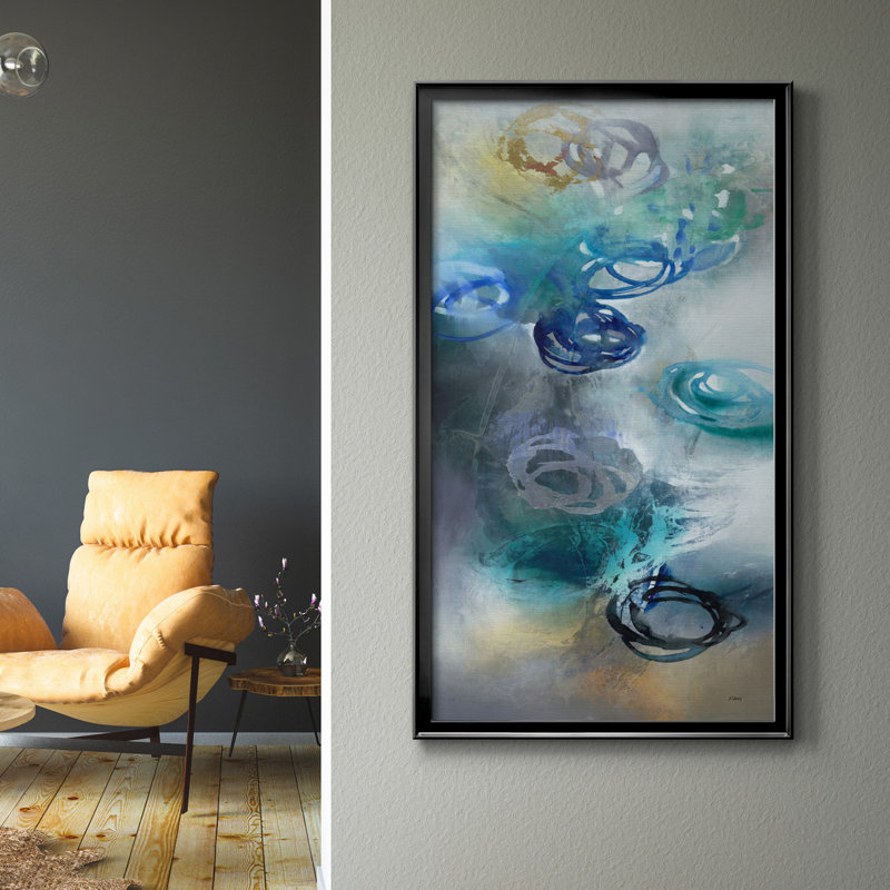 Jazzy Petals - reproduction d'art, H 14,5 po x l 26,5 po x P 1,5 po, Toile avec cadre noir, Pas de tapis