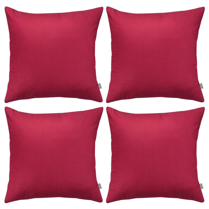 4-Pack 100% Cotton Comfortable Solid Decorative Throw Pillow Case, Square Cushion Cover Pillowcase Sublimation Blank Pillow Covers DIY Throw Pillowcase For Couch(18X18 Inch/ 45X45cm,Dark Red)