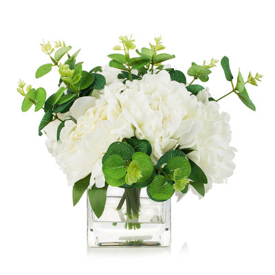 Faux Silk Peony Arrangement in Vase