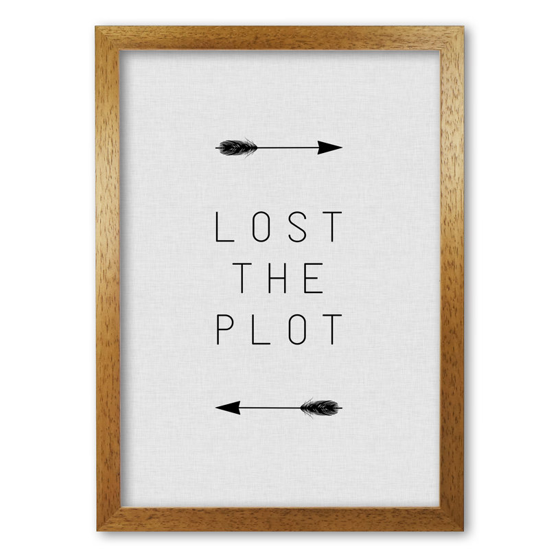 Lost The Plot Arrow - Print, 60 cm H x 42 cm W x 5 cm D, Honey Oak Frame