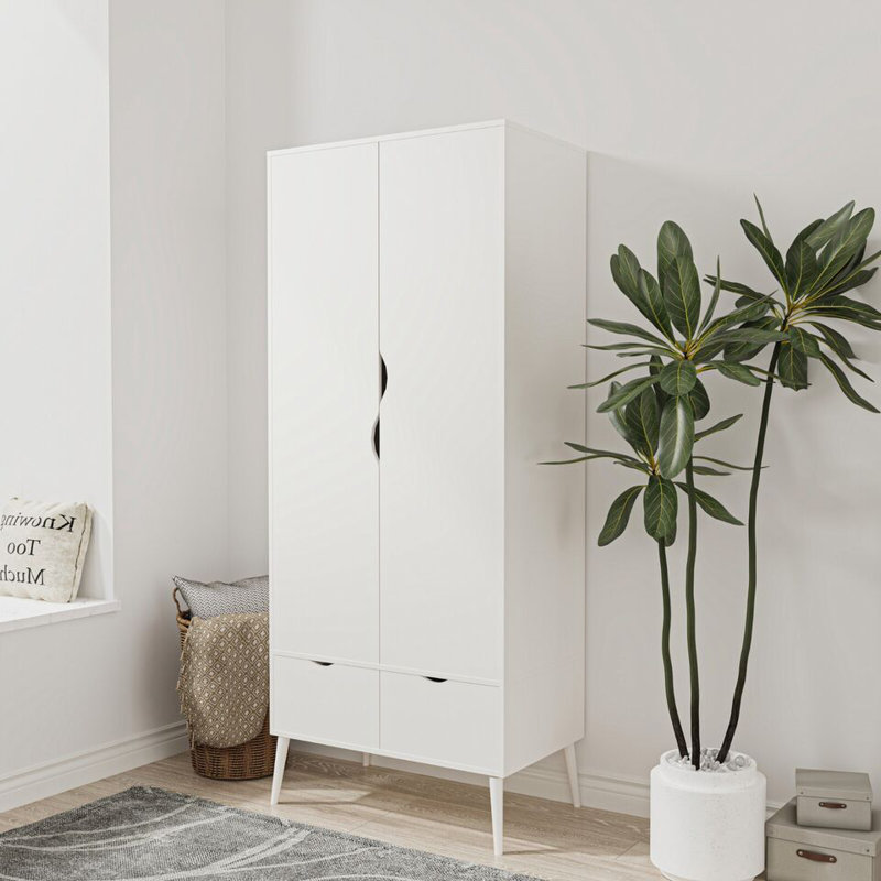 Hortencia Solid Wood Wardrobe, White
