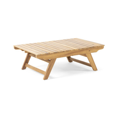 Wood Outdoor Coffee Table In Tone - 37L X 24.15D 12.14H, Open Slat Element -Hued Made With Wood, 37 24.15 12.14, Feature