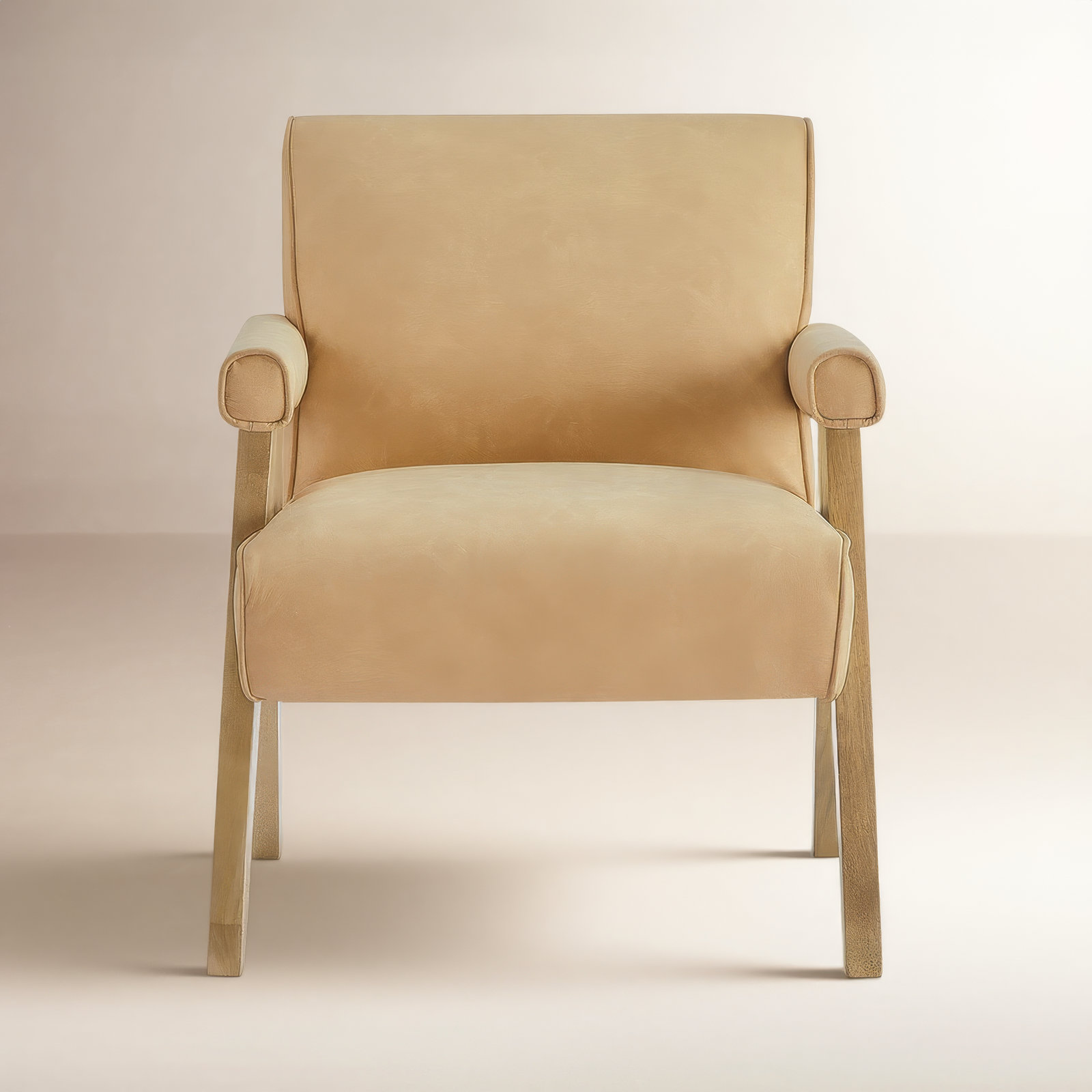 Ophelia Vegan Leather Arm Chair, Desert Sand Vegan Leather