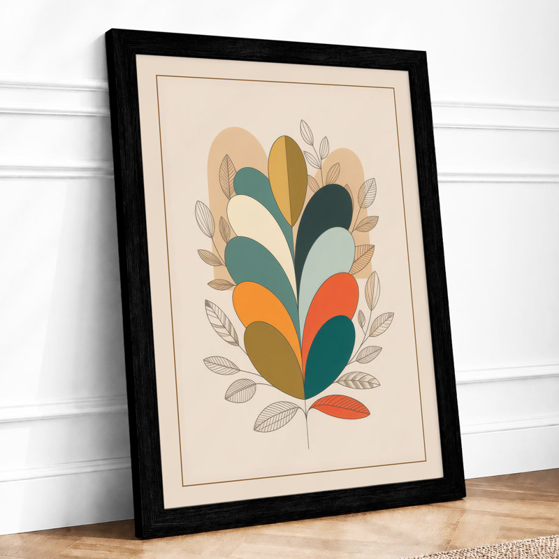Geometric Botanica Botanical - Framed Print, A1 - 84.1 x 59.4 cm, Black