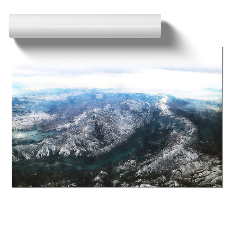 Tajikistan Mountain Range Painting - Frameless Print, 21cm H x 30cm W x 0.1cm D