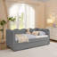 Lit de jour en vichy douillet avec lit gigogne simple et port USB-221378128