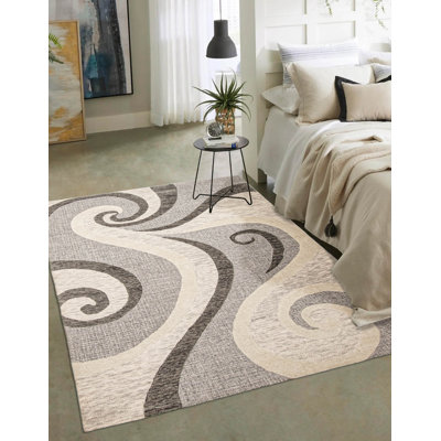Tapis gris intemporel 5 pi 0 po x 7 pi 7 po