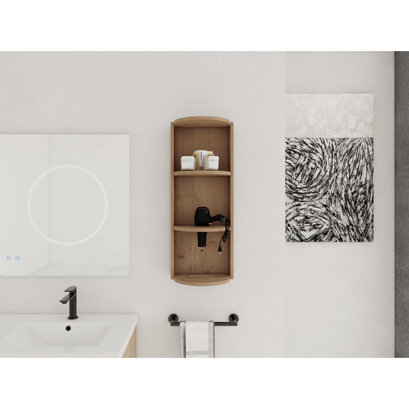 Space-Saving Bathroom Wall-Mounted Storage Rack with Versatile Design, Imitative Oak