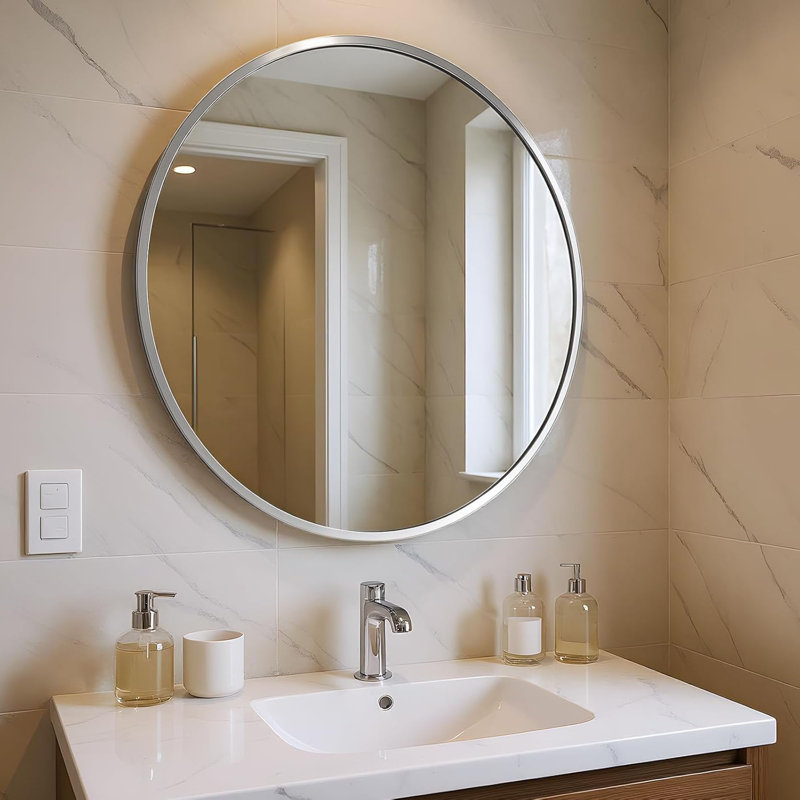 Aluminium Round Mirror, Silver