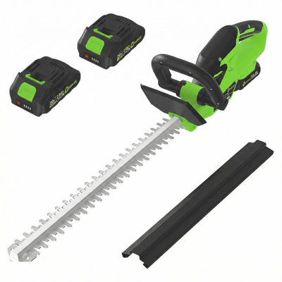 High-Efficiency Wireless Hedge Trimmer 22'' – 20V Brushless Motor, Dual-Action Blades, 2 x 2.0Ah Batteries & Charger, Lightweight Garden Shrub Cutter, Dual Safety Switch – Black + Yellow 108u