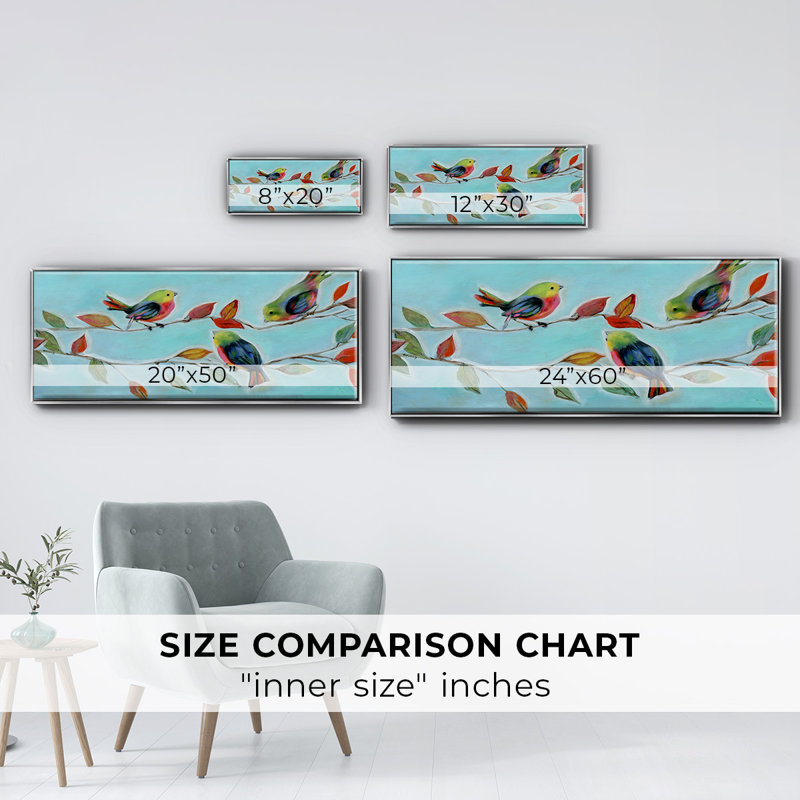 Bitty Birds II - toile encadrée, H 8 po x l 20 po