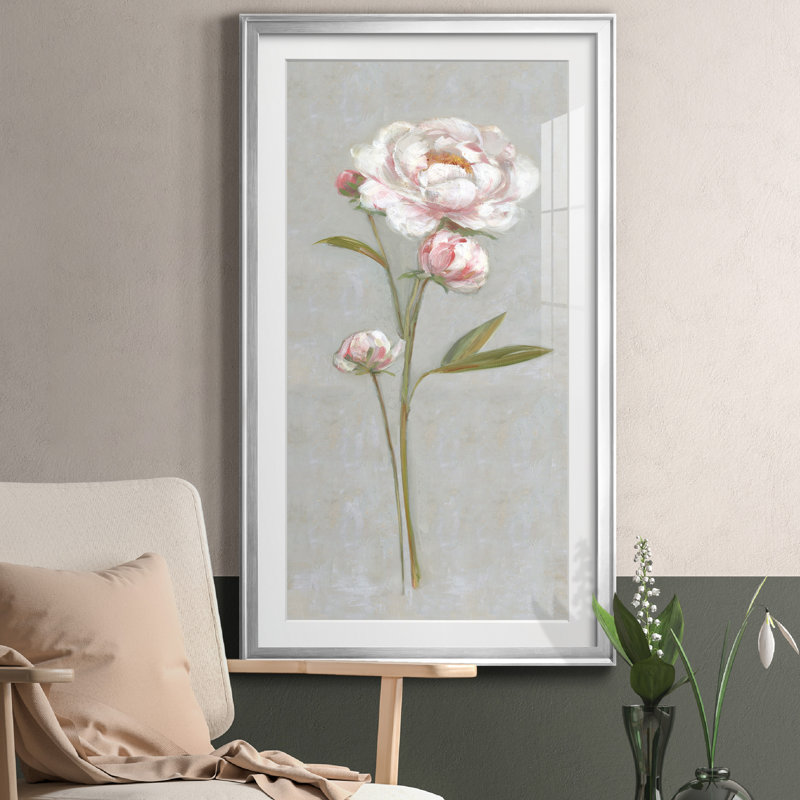 Pivoine magique I - Cadre photo, reproduction d'art sur papier, Papier argenté, H 14,5 po x l 26,5 po x P 1,5 po