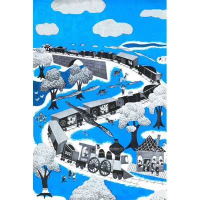 Circus Train Print on Wrapped Canvas