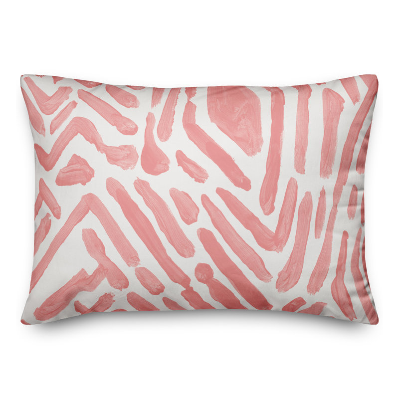 Gray Notches Outdoor Throw Pillow, Pink, 18" H x 25" W