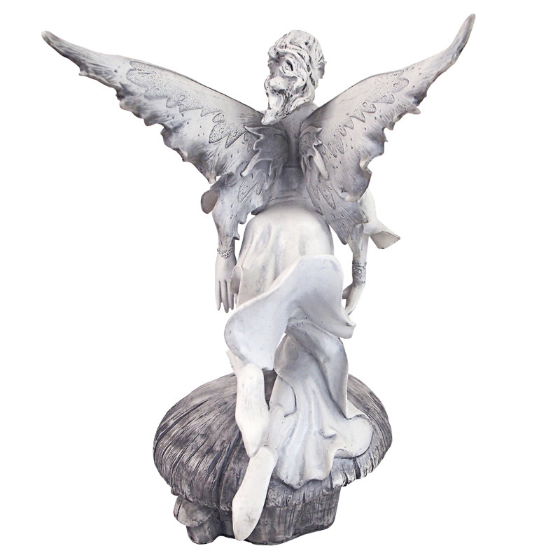 Off-White Hand-Painted Resin Garden Fairy Statue, 11 Inches