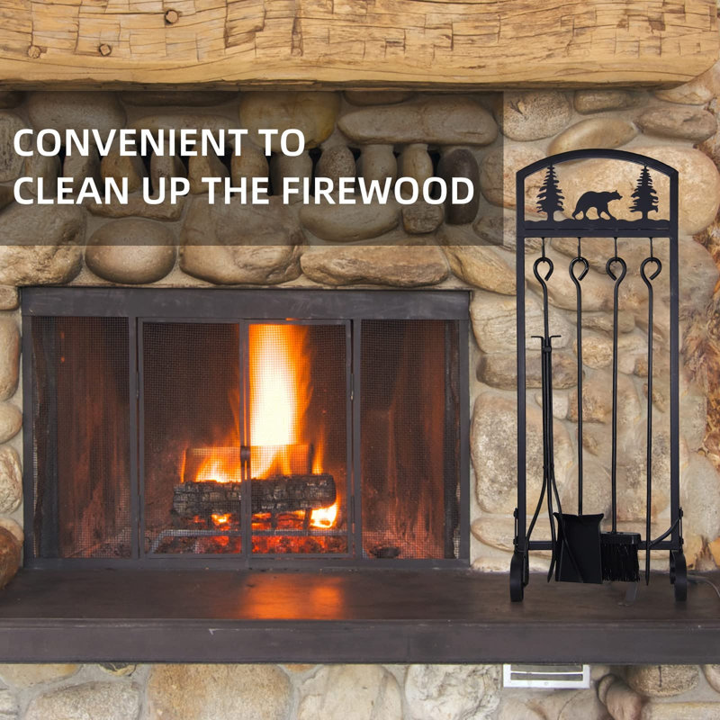 Fireplace Tools Set 5 Pieces with Stand