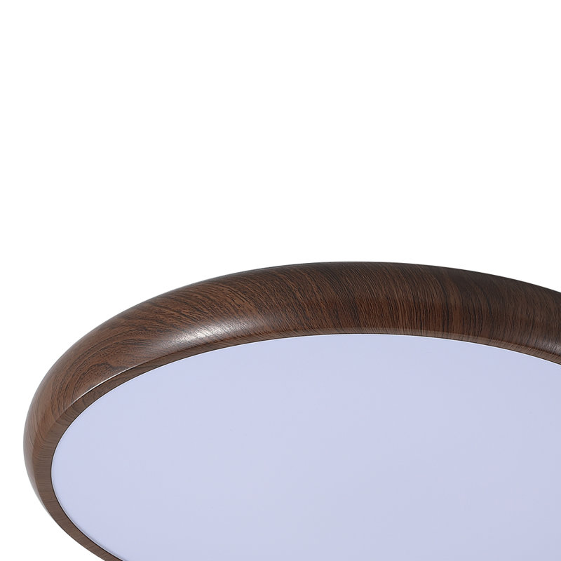 Modern Round LED Flush Mount Ceiling Light, Walnut
