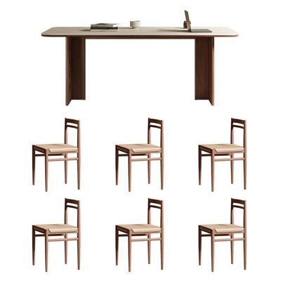 Simple retro rectangular dining table set