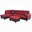 Canapé modulaire 3 pièces en flanelle rouge et PVC Beeson, faisant face à la gauche-1787862358-1787862355