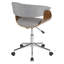 Chaise de bureau en bois de noyer et tissu gris clair
