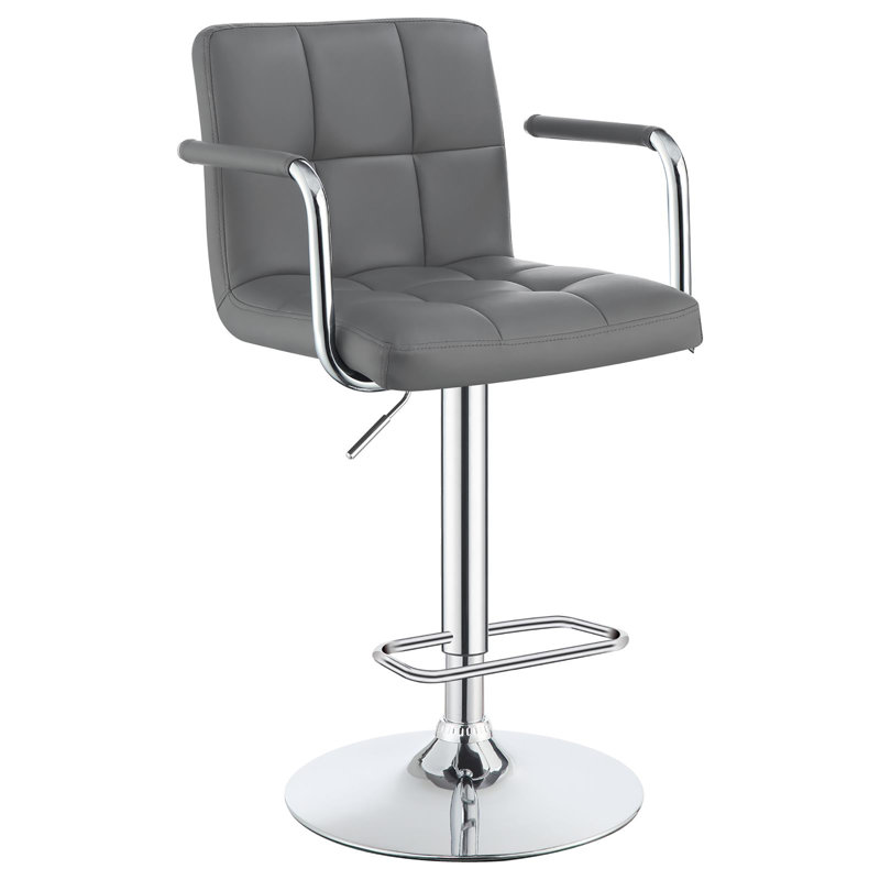 Grey And Chrome Adjustable Bar Stool