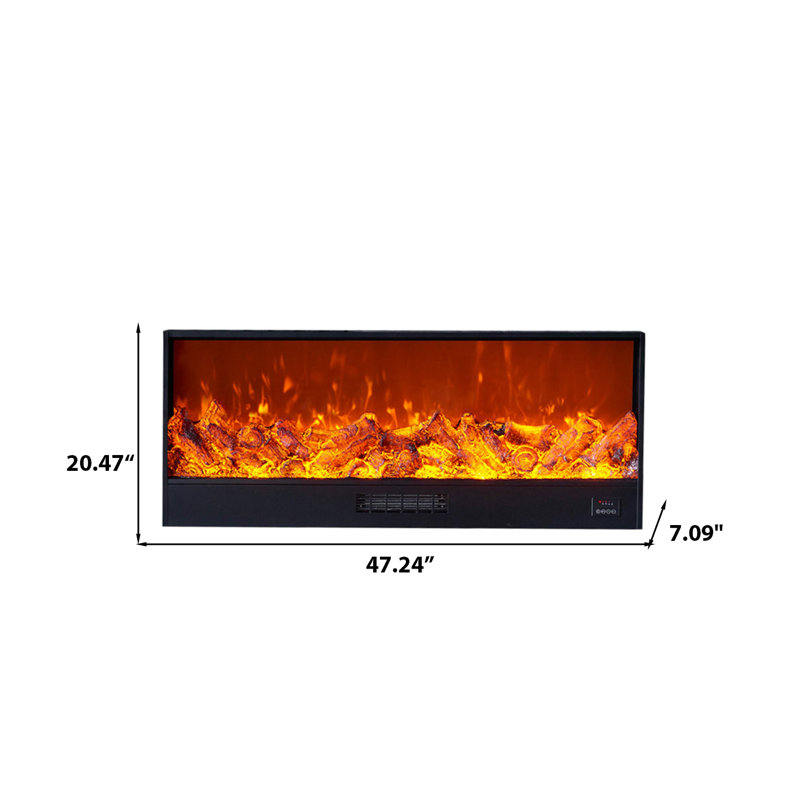 47.24"Electronic Suspended Simulated Flame Electric Fireplace Heater, 20.47" H x 47.24" W x 7.09" D