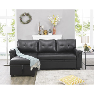 Rahjan L-Shaped Sectional Sleeper Sofa – Reversible Couch with Storage