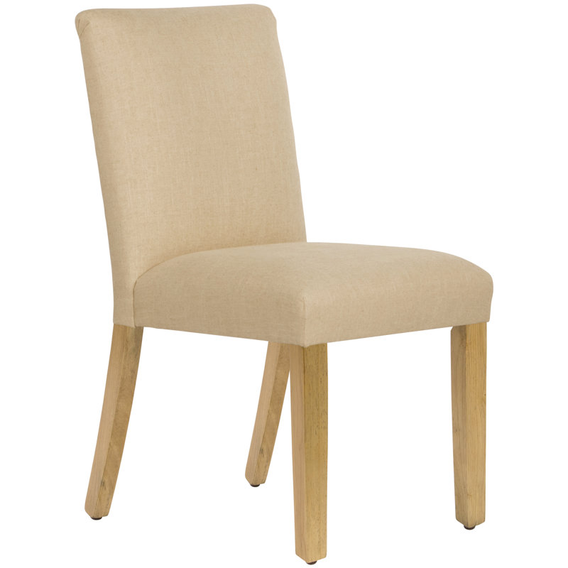 20'' H Upholstered Dining Chair, Classic Sandstone Linen, Natural Wood