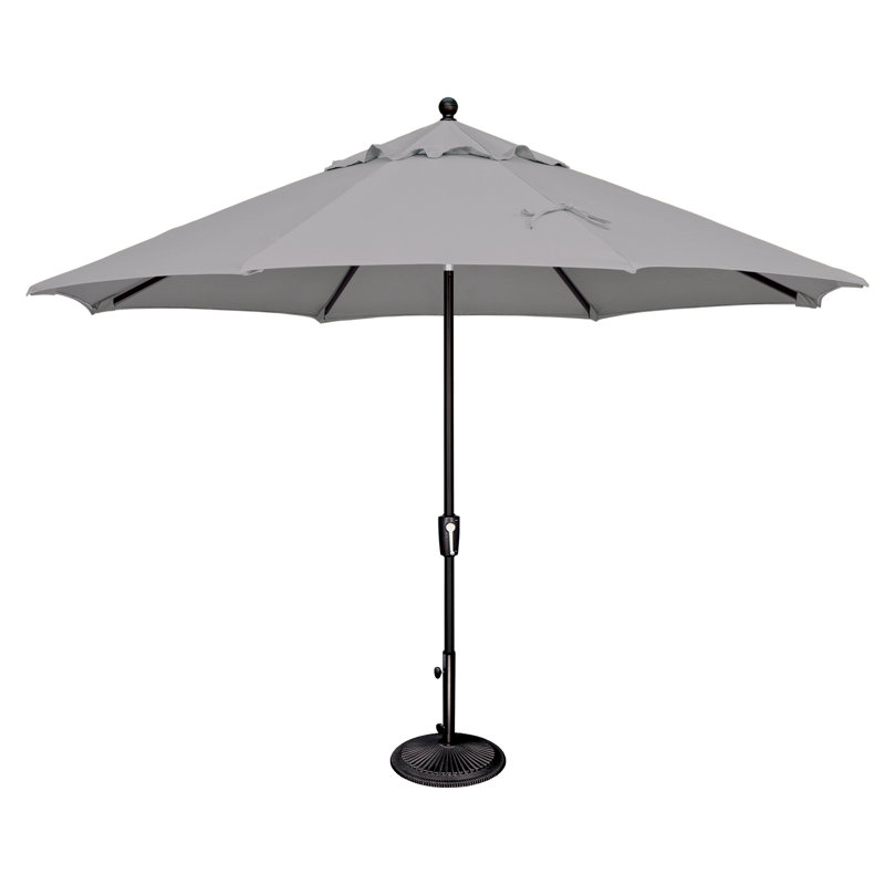 Parasol de marché Laonceston, Toile toile Sunbrella® noire, Tweed texturé gris