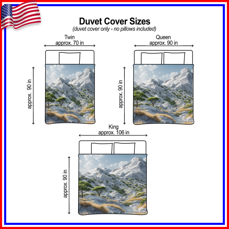 Housses de couette Snowy Mountain Landscape, Grand lit