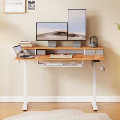 Agilestic Electric Standing Desk With 2 Drawers And Keyboard Tray