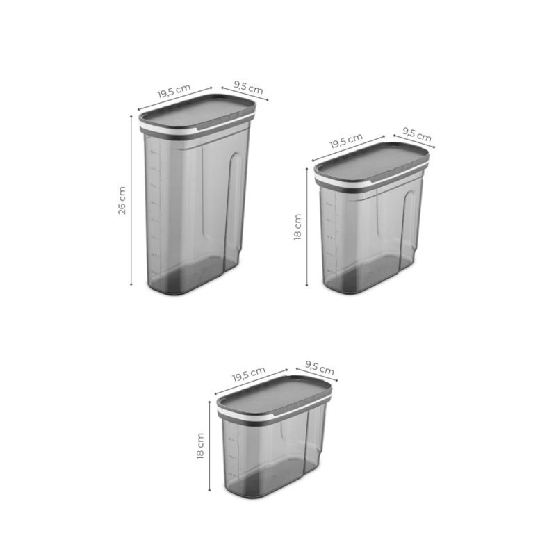 Durable Storage Box Set (3 Pieces), Anthracite Color, Large: 3.8 x 7.7 x 10.2 inches | Medium: 3.8 x 7.7 x 5.1 inches | 100% BPA Free Plastic, Dishwasher Safe | Organize Your Home, Kitchen & Office Efficiently