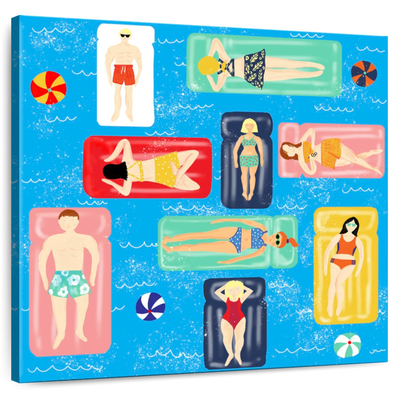 Adeliza se détendant dans la piscine, H 16 po x l 16 po
