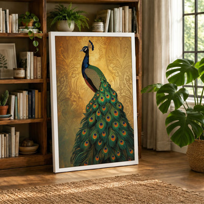 Jewelled Peacock Eclectic - Wrapped Canvas