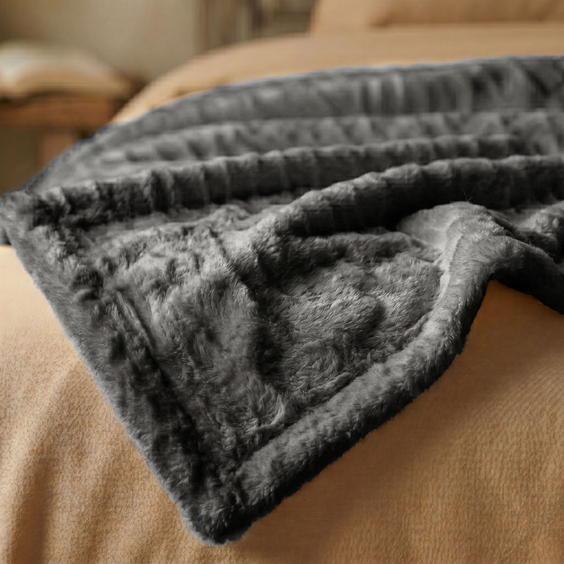 Couverture en molleton moelleux Kacey, Double/Grand, Gris anthracite