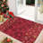 Red Christmas Rug with Snowflake Pattern – Non Slip Low Pile Hallway and Kitchen Floor Carpet, Festive Holiday Decor-470374814