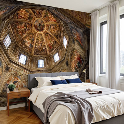 Peel and Stick Wallpaper ceiling inside florence cathedral stained glass cathedral Wall Murals 100"H x 144"W Removable PVC Wall Paper Self-Adhesive Wall Paintings Art Decor for Kids Bedroom Living Room Nursery Office