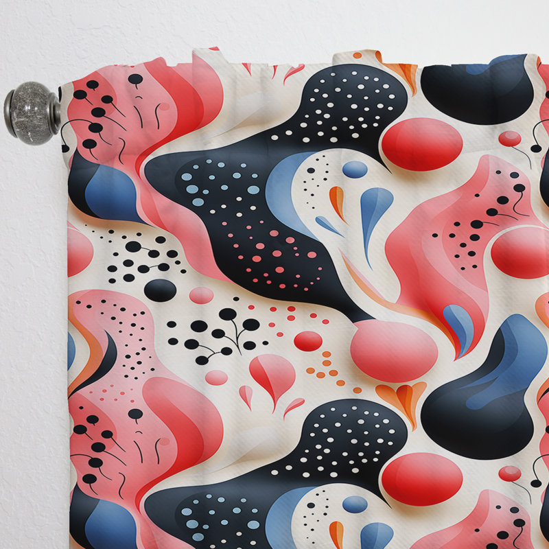 Hamish rose et bleu Mid-Century Trendy Patterns II - rideau en velours moderne - obscurcissant - 1 panneau, L 52 po x L 90 po