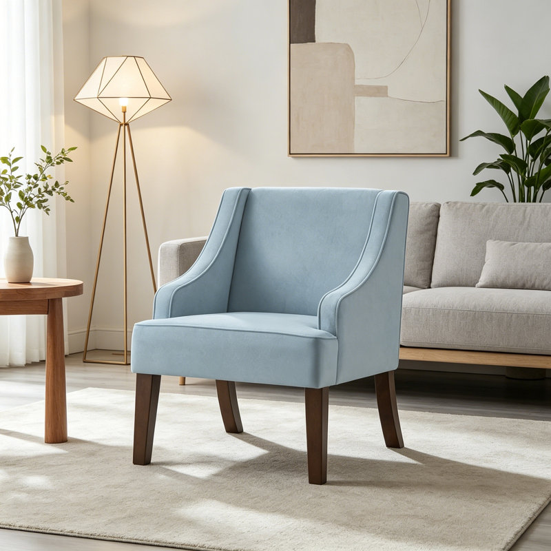 Fauteuil d'appoint moderne rembourré avec pieds en bois, Seaglass