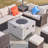 7-Piece Rattan Patio Sectional Sofa Set With Fire Pit Table
