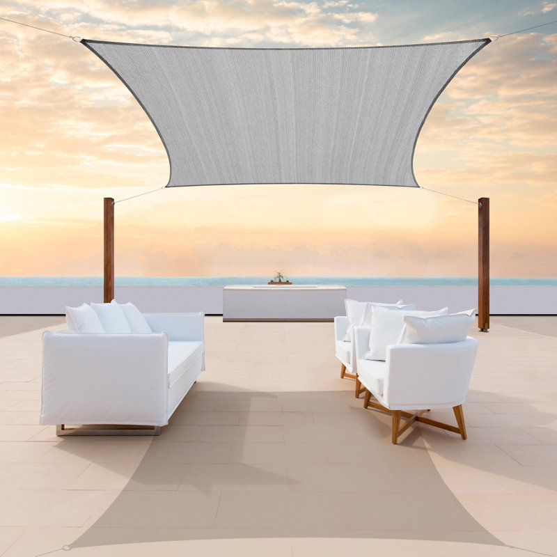Royal Shade Rectangle Shade Sail With Installation Winch Kit, 10 ft. x 13 ft., Grey