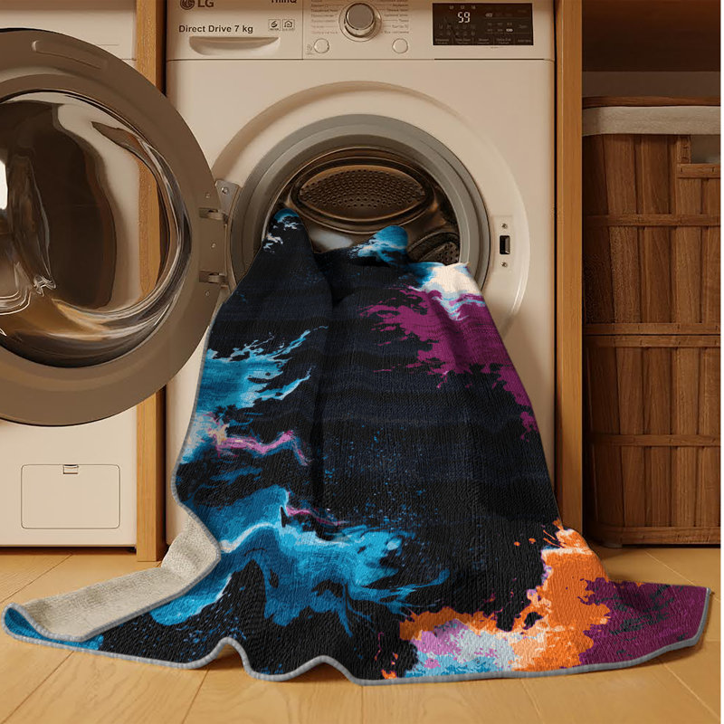 Tapis gris lavable à la machine, Rectangle 7 pi x 9 pi