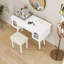 Bureau de maquillage pour meuble-lavabo avec tiroir de rangement, armoire, tabouret et port de charge-1207039110