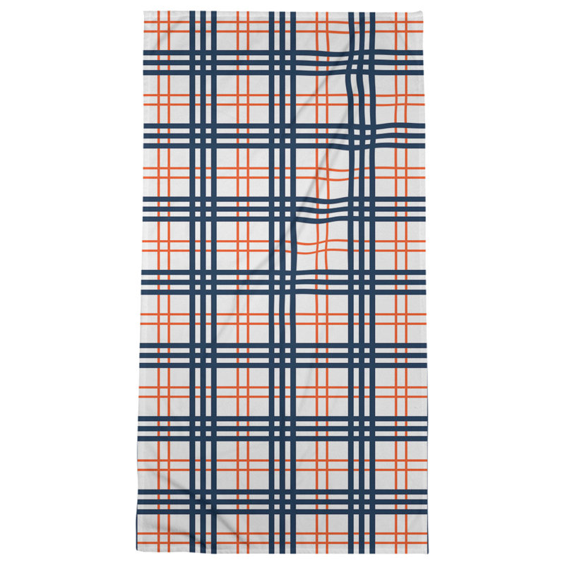 Serviette de plage de luxe Denver, Blanc / orange / bleu, Microfibre