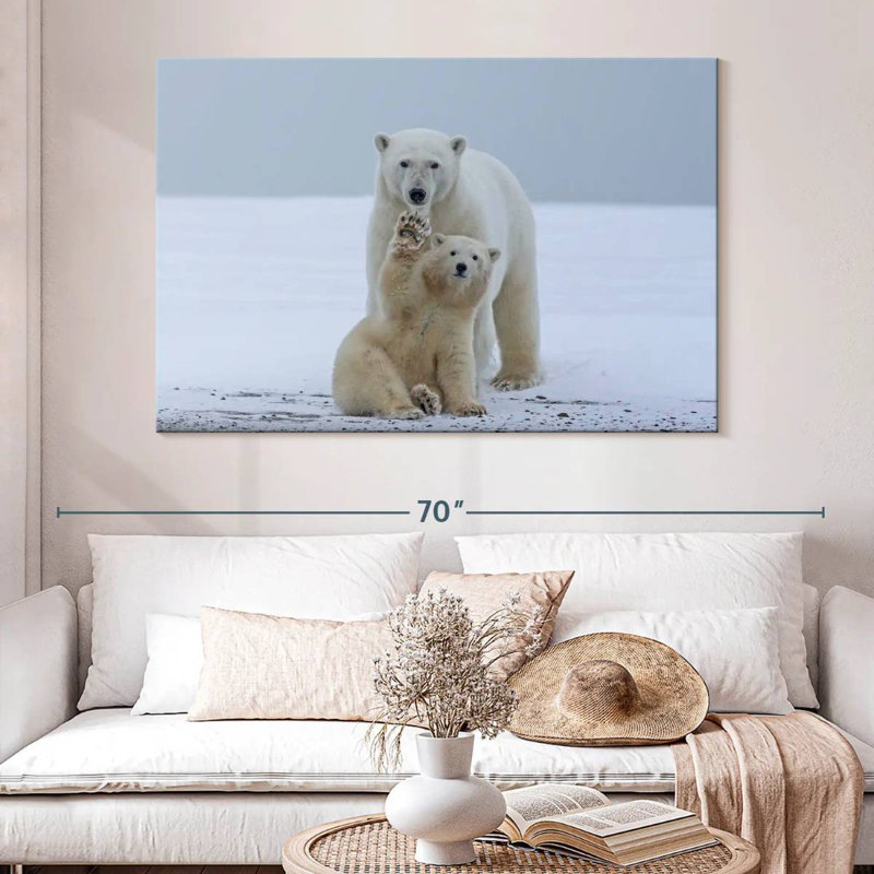 Brampt Polar Bear Waving, 34" H x 51" W
