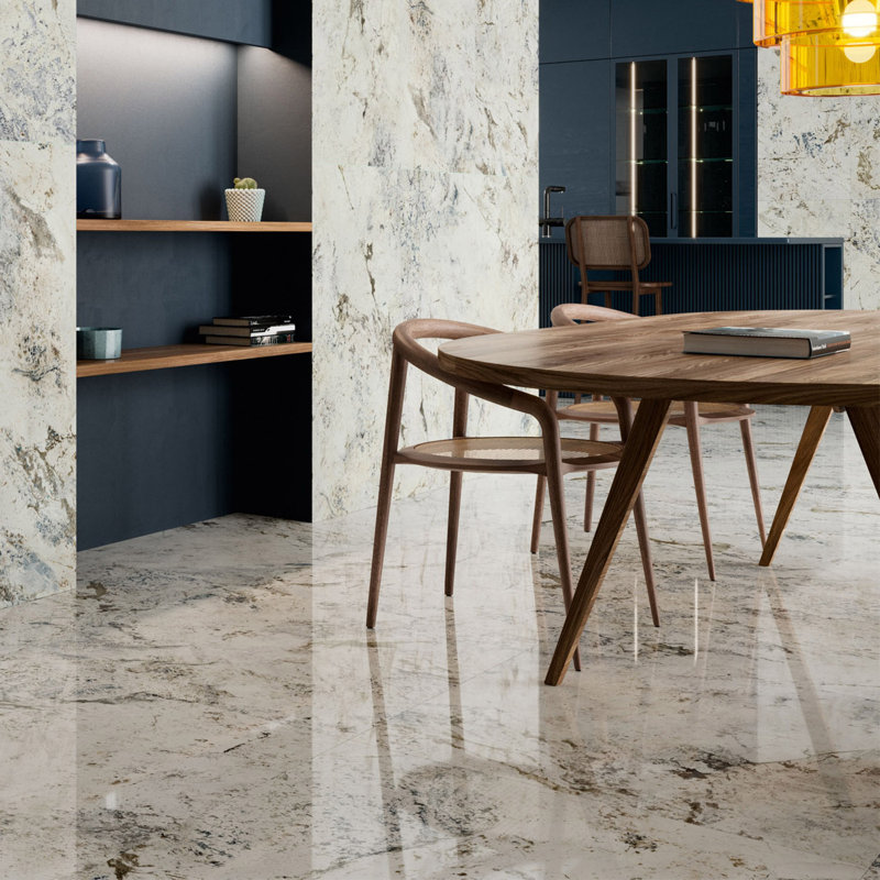 Carrelage de sol et de mur en porcelaine polie grand format 24 x 48 Venataro, Galint, Aspect de marbre
