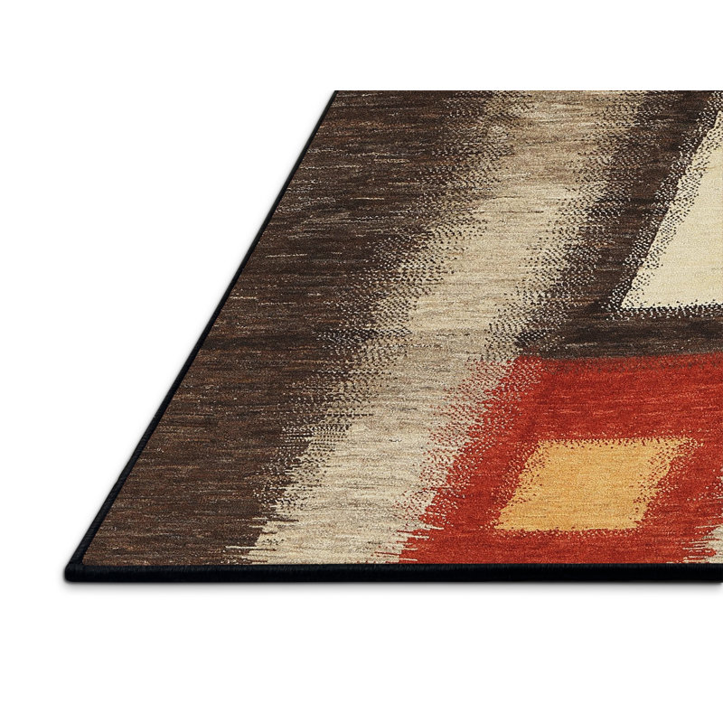 Tapis brun/orange/jaune contemporain, Rectangle 4 pi x 6 pi