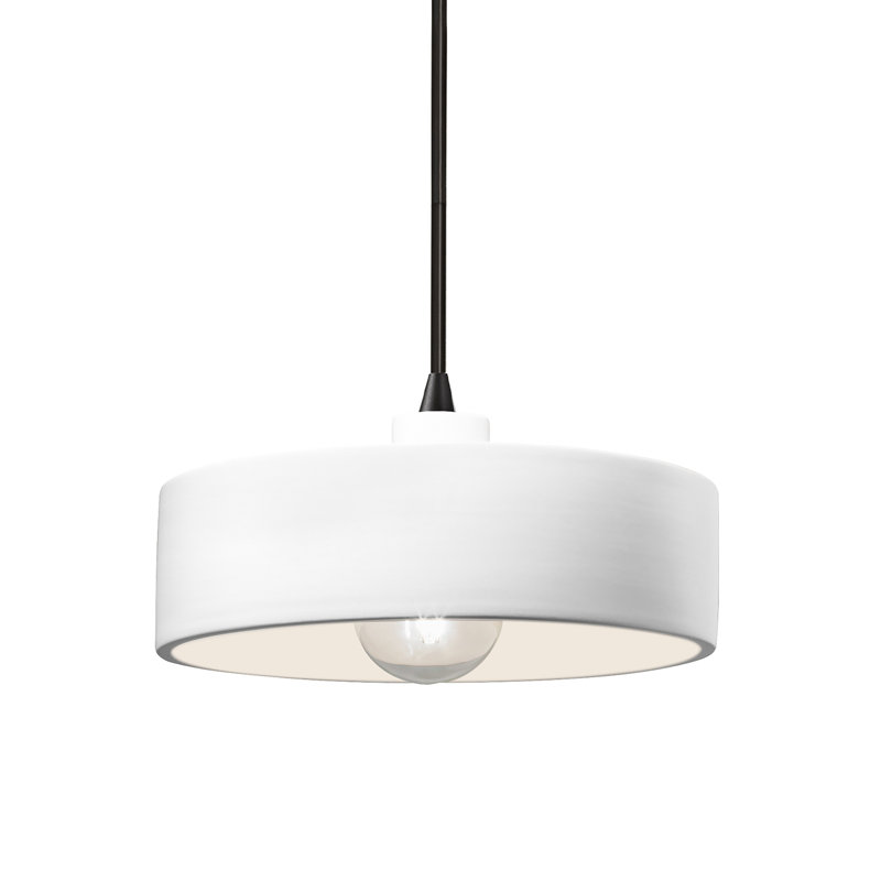 Luminaire suspendu cylindrique à 1 lumière Colgate, Blanc brillant, Noir mat