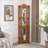 Corner Curio Cabinet, Lighted Display with Adjustable Shelves &amp; Push-to-Open Doors | Vintage Oak, Tempered Glass-1907777385