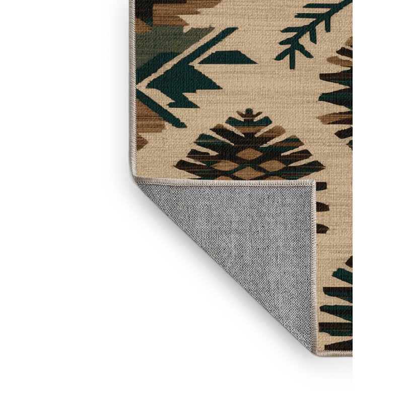 Washable Pinon Pine Cone Southwestern Area Rug, Runner 2' x 4'